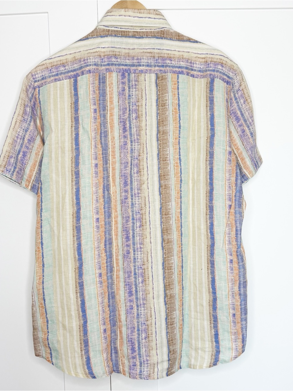 Robert Graham Linen Button-Up Shirt Large Multicolor Striped Short Sleeve miami - Picture 5 of 12